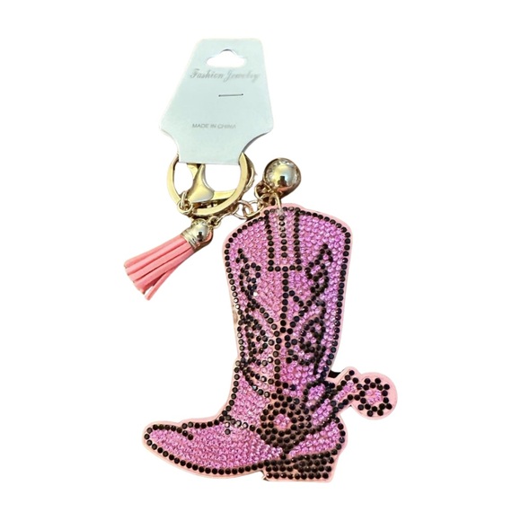 Fashion Jewelry Accessories - Fashion Jewelry Pink‎ Rhinestone Boot Key Holder
